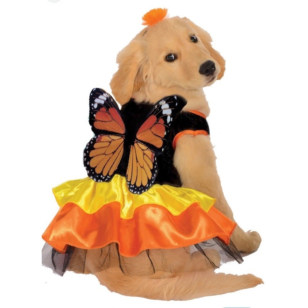 Rubies Monarch Butterfly Pet Costume Dog Cat Dress Wings Headpiece XL New